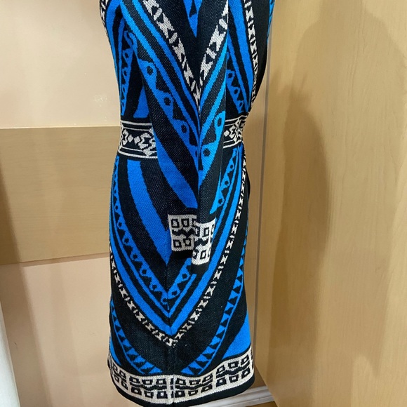 Flying Tomato Scoop Neck Geometric Fitted Long Sleeve Sweater Dress - Picture 3 of 4